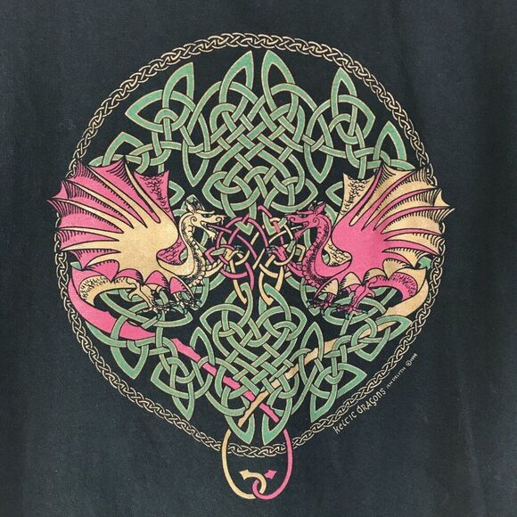 Vintage Keltic Designs By Jen Delyth Graphic T-Shirt Men's Large Dragons 1990s - Picture 2 of 9